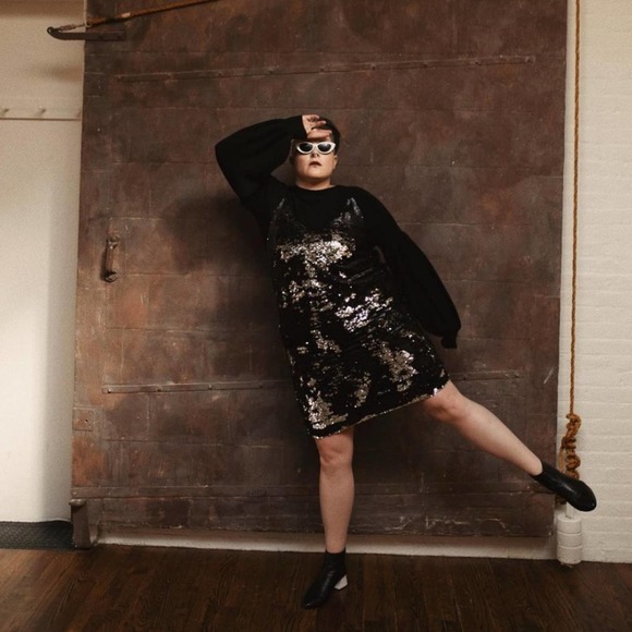 Universal Standard Dresses & Skirts - UNIVERSAL STANDARD Wonder Sequin Slip Dress Silver Black {3E40}